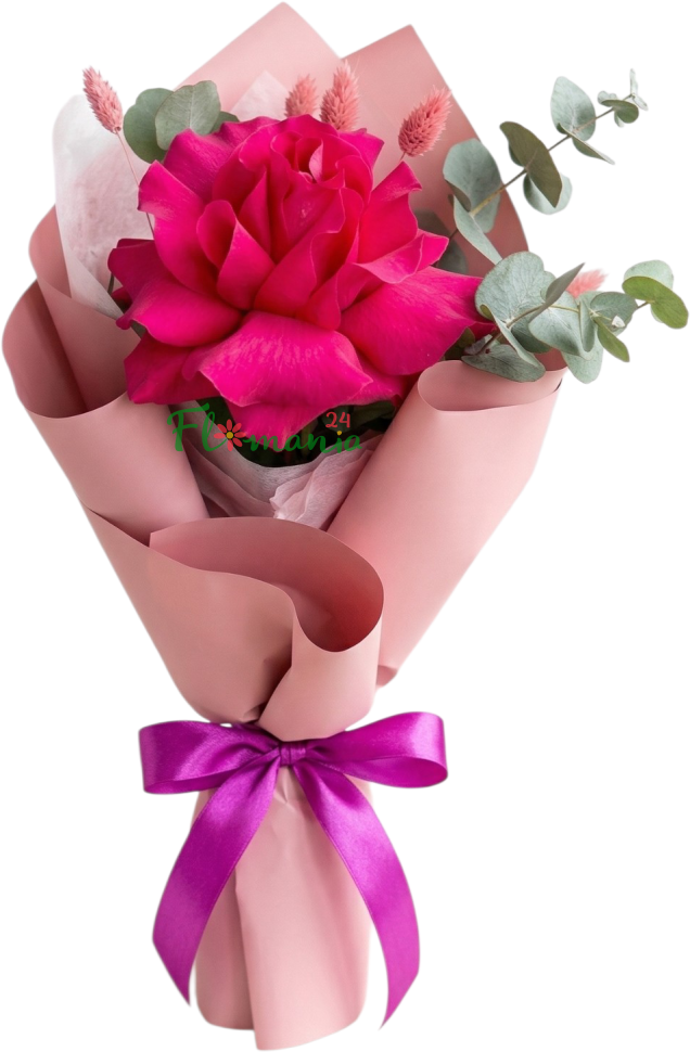 Букет «Эхо любви» с французской розой, сухоцветами и эвкалиптом